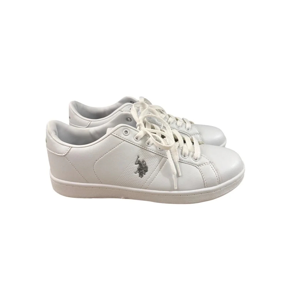 US Polo Assn Mens White Low Top Sneakers Lace Up Casual Shoes Size 10M